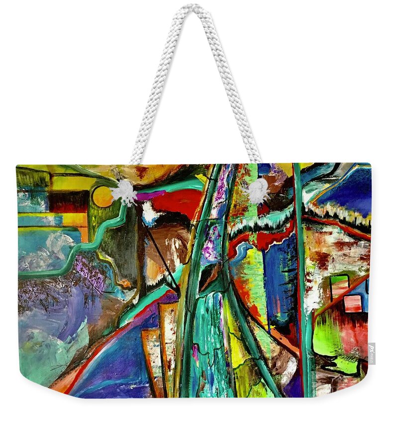 Abstract Art Weekender Tote Bag featuring the painting Abstract in colors by Maria Karlosak