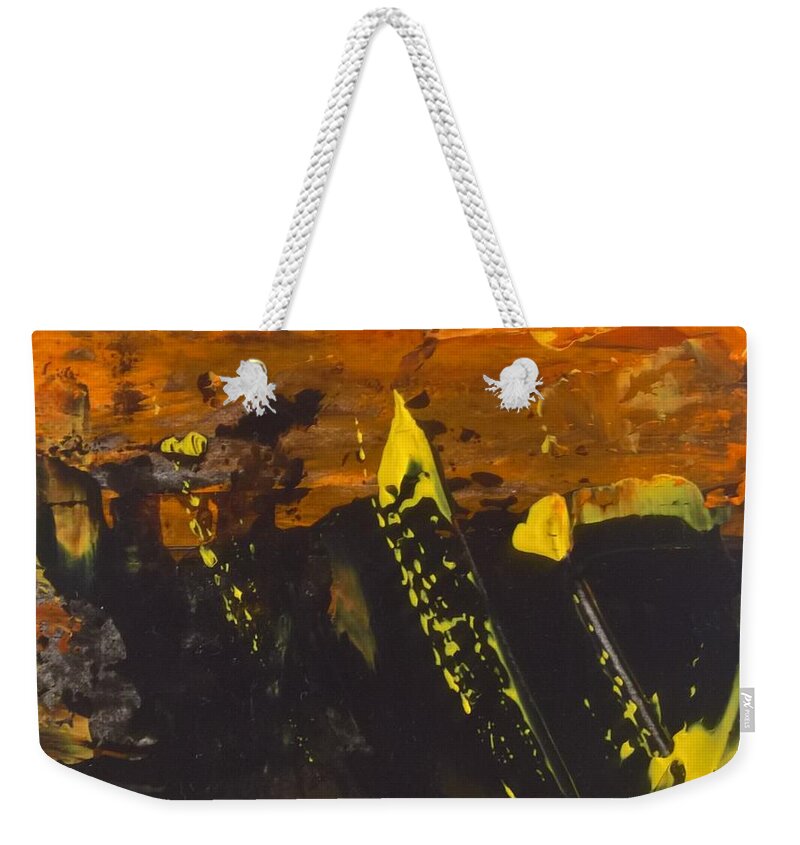 Abstract Weekender Tote Bag featuring the painting Abstract Orange II by Lisa Dionne