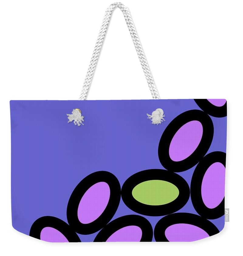 Abstract Weekender Tote Bag featuring the digital art Abstract Ovals on Twilight by Donna Mibus