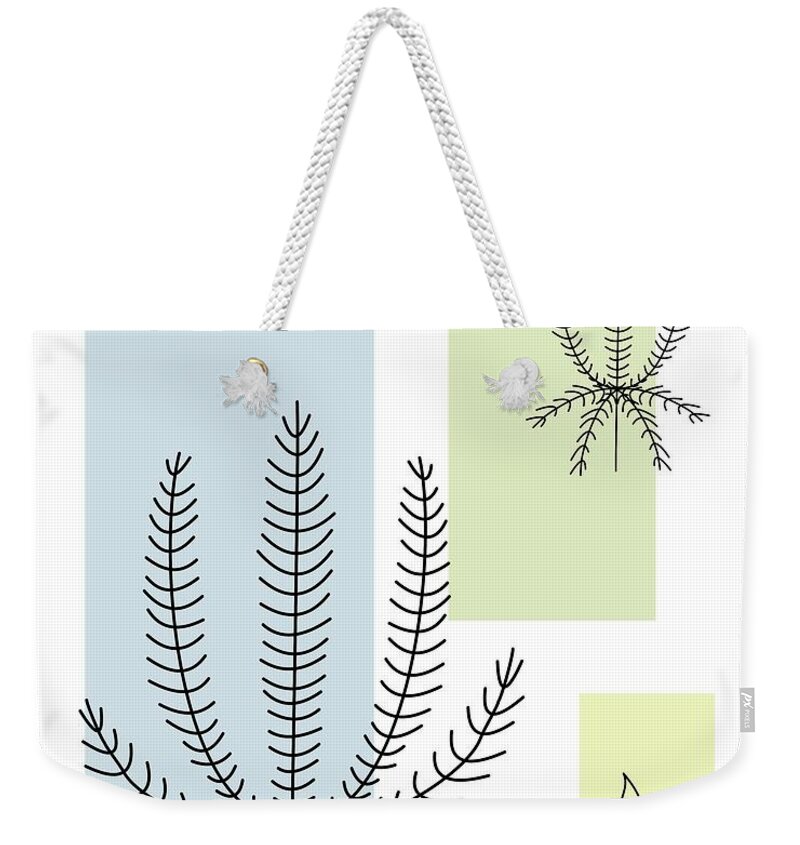Botanical Weekender Tote Bag featuring the digital art Abstract Plants Pastel 1 by Donna Mibus
