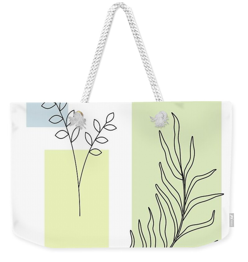Botanical Weekender Tote Bag featuring the digital art Abstract Plants Pastel 2 by Donna Mibus