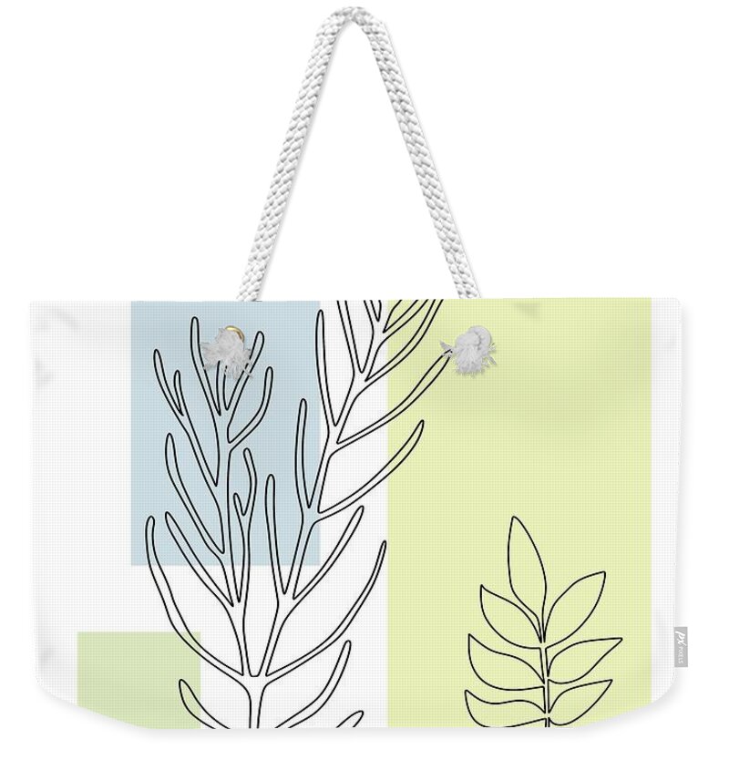 Botanical Weekender Tote Bag featuring the digital art Abstract Plants Pastel 3 by Donna Mibus