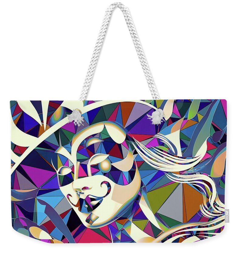 Abstract Weekender Tote Bag featuring the digital art Abstract Portrait - 02671 by Philip Preston