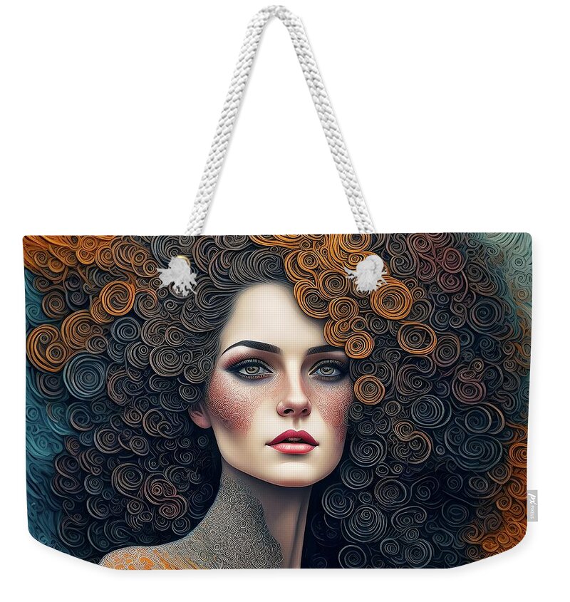 Abstract Weekender Tote Bag featuring the digital art Abstract Portrait - 123 by Philip Preston