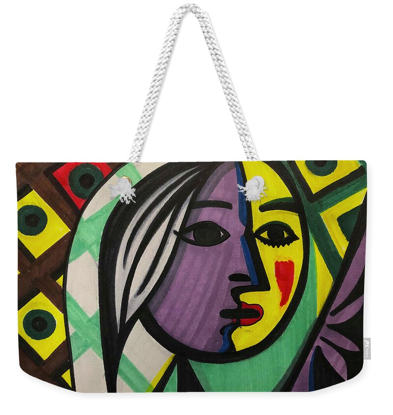 Abstract Weekender Tote Bag featuring the drawing Abstract Portrait by Creative Spirit