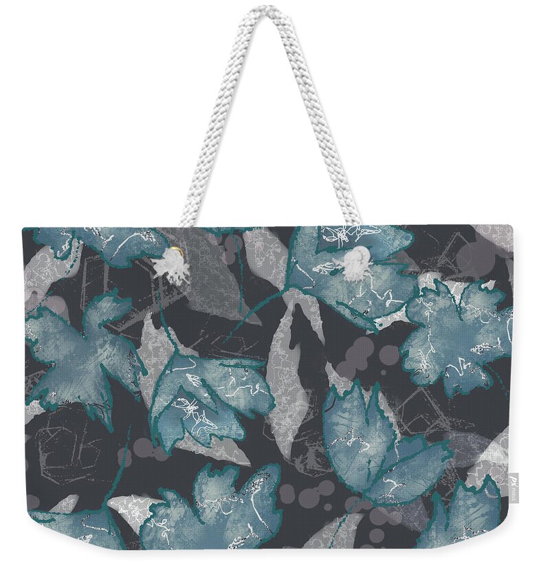 Gray Weekender Tote Bag featuring the digital art Abstract Scribble Floral by Sand And Chi