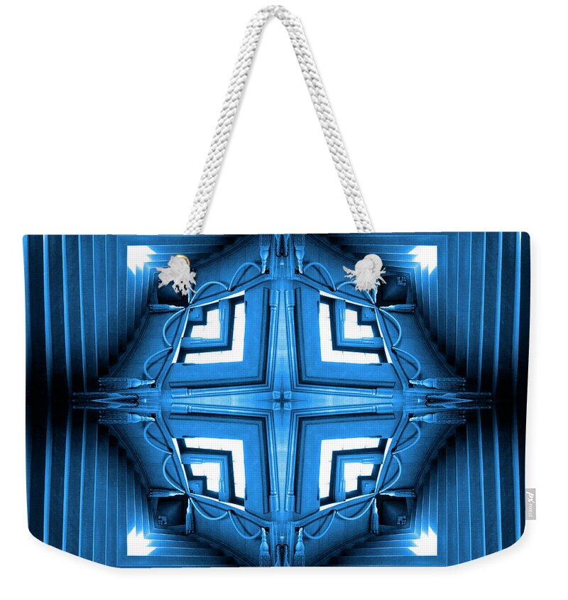 Abstract Stairs Weekender Tote Bag featuring the photograph Abstract Stairs 6 in Blue by Mike McGlothlen