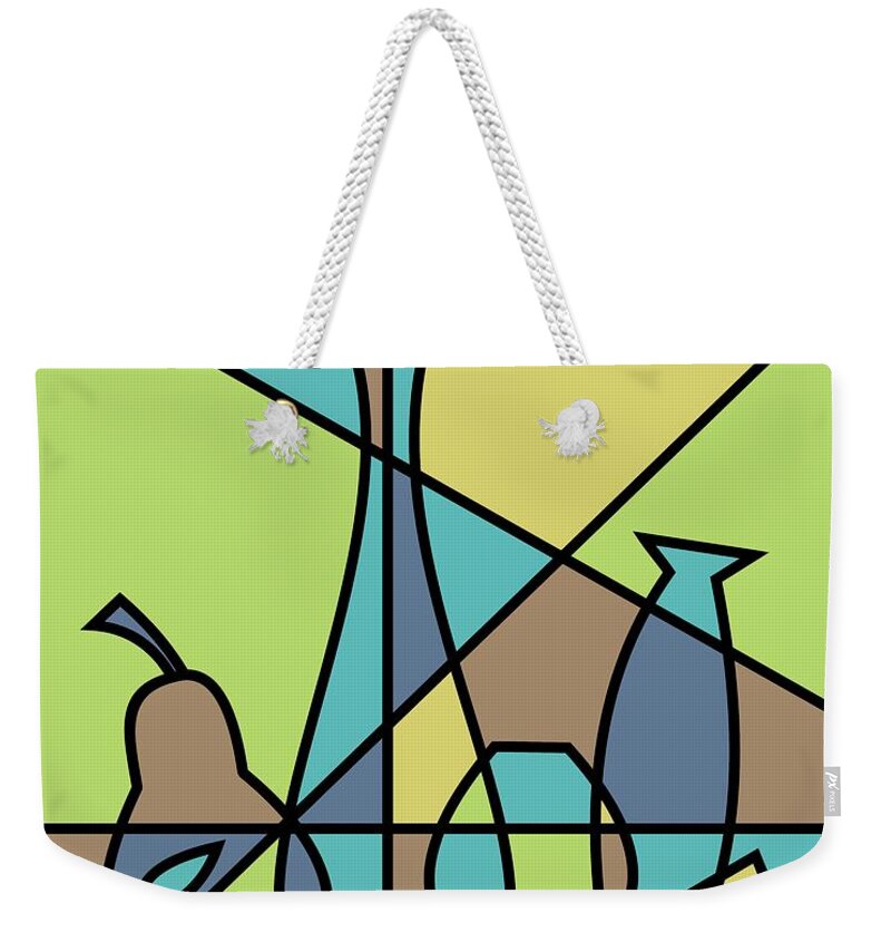 Mid Century Weekender Tote Bag featuring the digital art Abstract Still Life by Donna Mibus