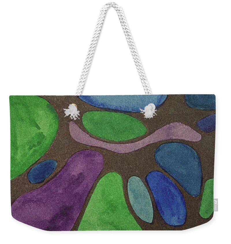 Abstract Stones Weekender Tote Bag featuring the mixed media Abstract Stones by Lisa Neuman