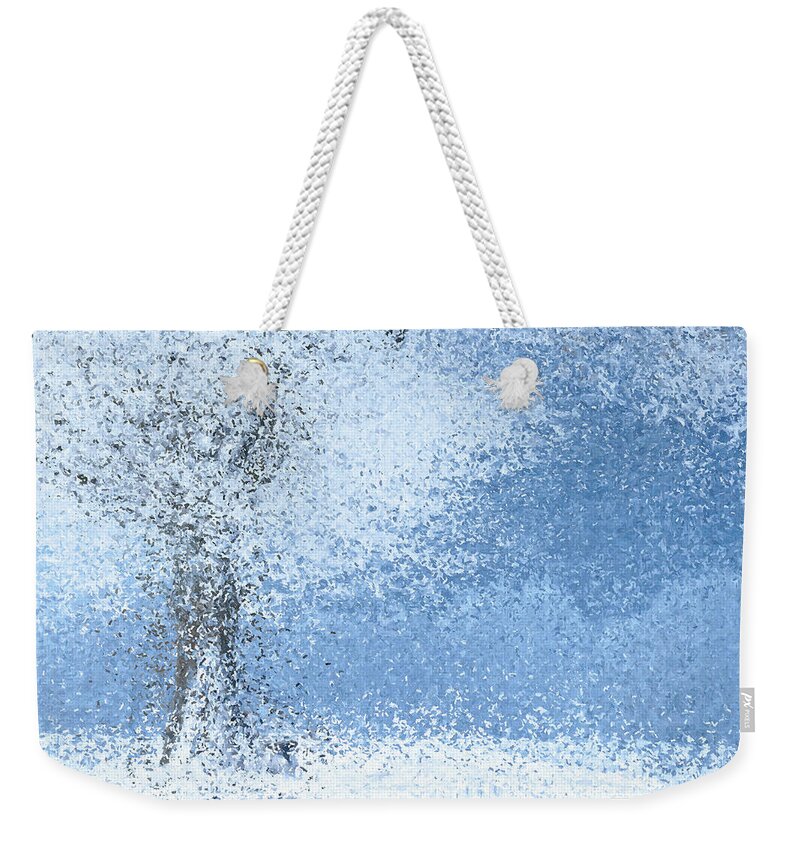 Winter Weekender Tote Bag featuring the mixed media Abstract Winter Scene by Alex Mir