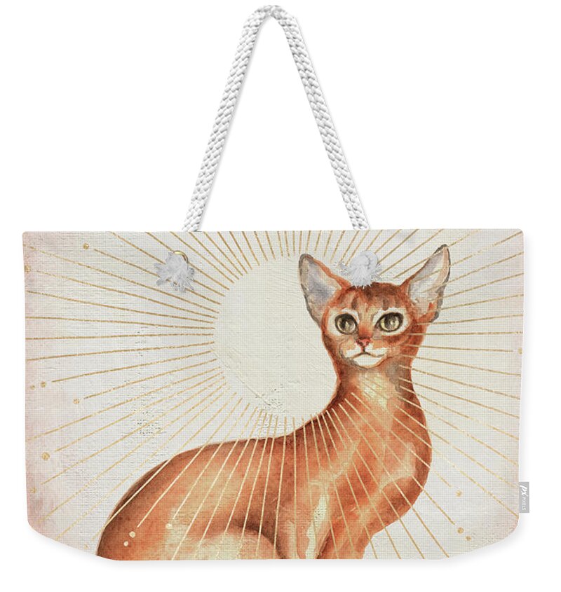 Abyssinian Cat Weekender Tote Bag featuring the painting Abyssinian Cat by Garden Of Delights