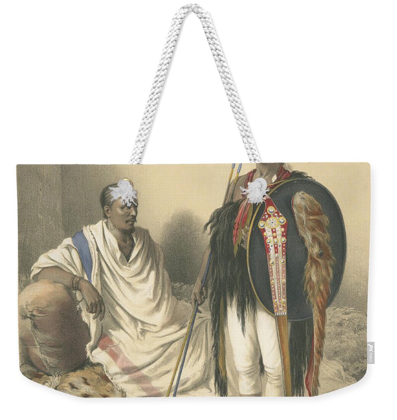 Abyssinian Priest And Warrior Weekender Tote Bag featuring the painting Abyssinian priest and warrior by Artistic Rifki