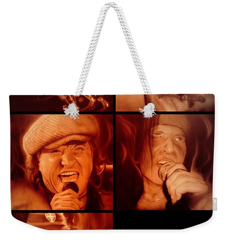 Acdc Weekender Tote Bag featuring the painting AC/DC Mosaic II by Christian Chapman Art