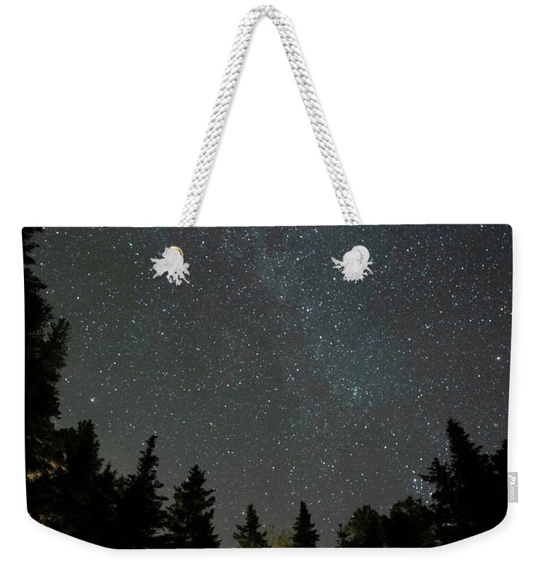 Milky Way Weekender Tote Bag featuring the photograph Acadia Milky Way Glow by GeeLeesa