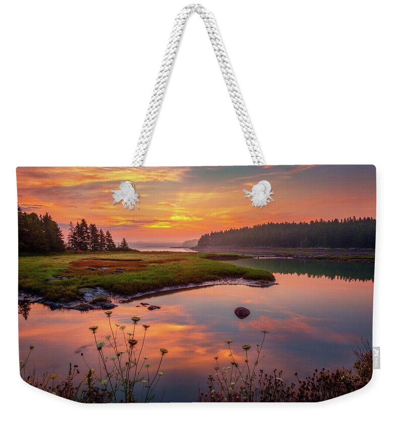 Acadia National Park Weekender Tote Bag featuring the photograph Acadia Sunrise 0532 by Greg Hartford