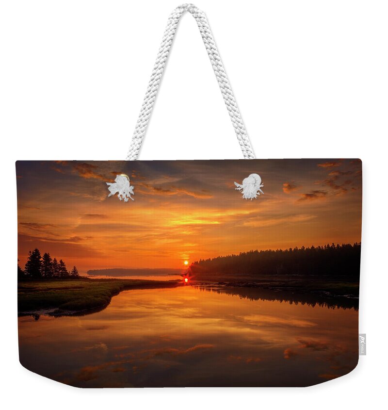 Acadia National Park Weekender Tote Bag featuring the photograph Acadia Sunrise 0553 by Greg Hartford