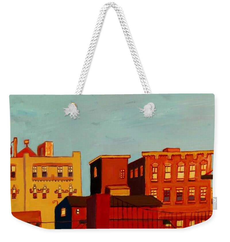 Landscape Weekender Tote Bag featuring the painting Across the Canal by Debra Bretton Robinson