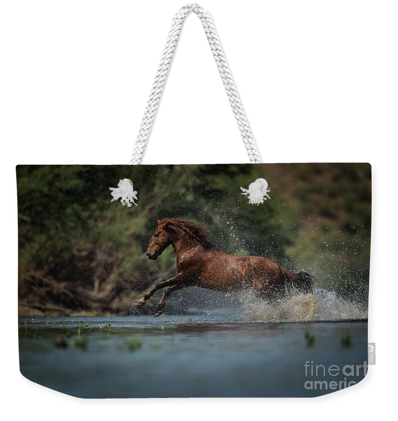 Stallion Weekender Tote Bag featuring the photograph Action by Shannon Hastings