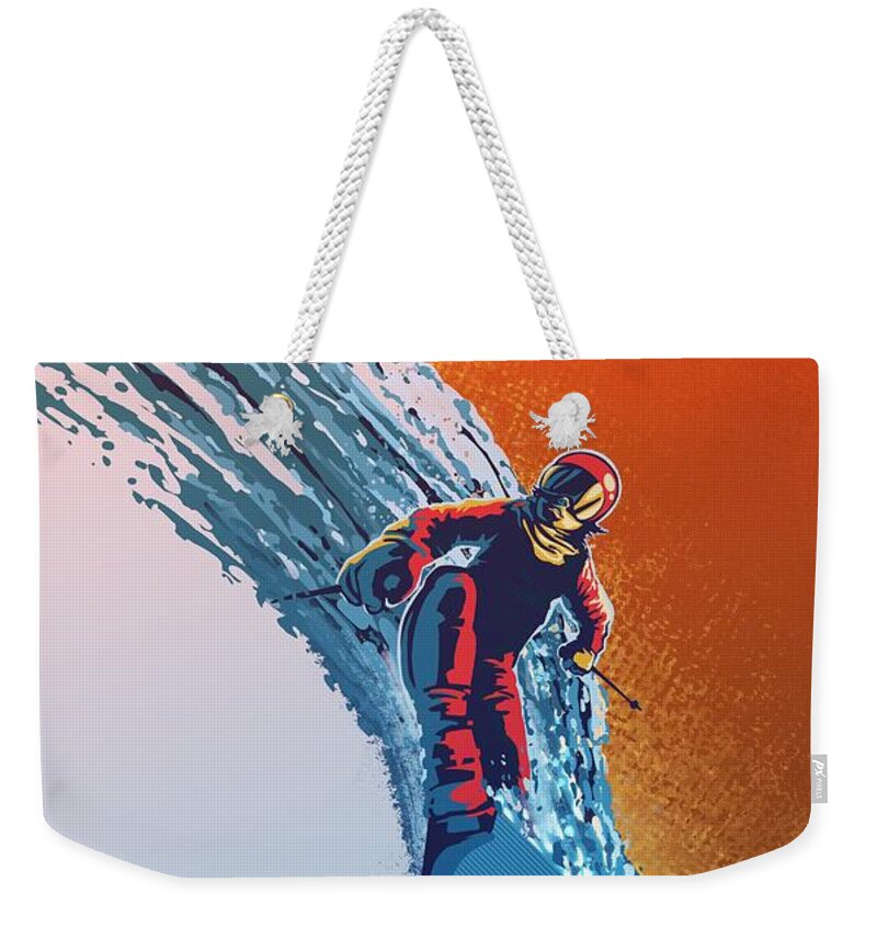 Ski Art Weekender Tote Bag featuring the painting Addicted to Powder by Sassan Filsoof