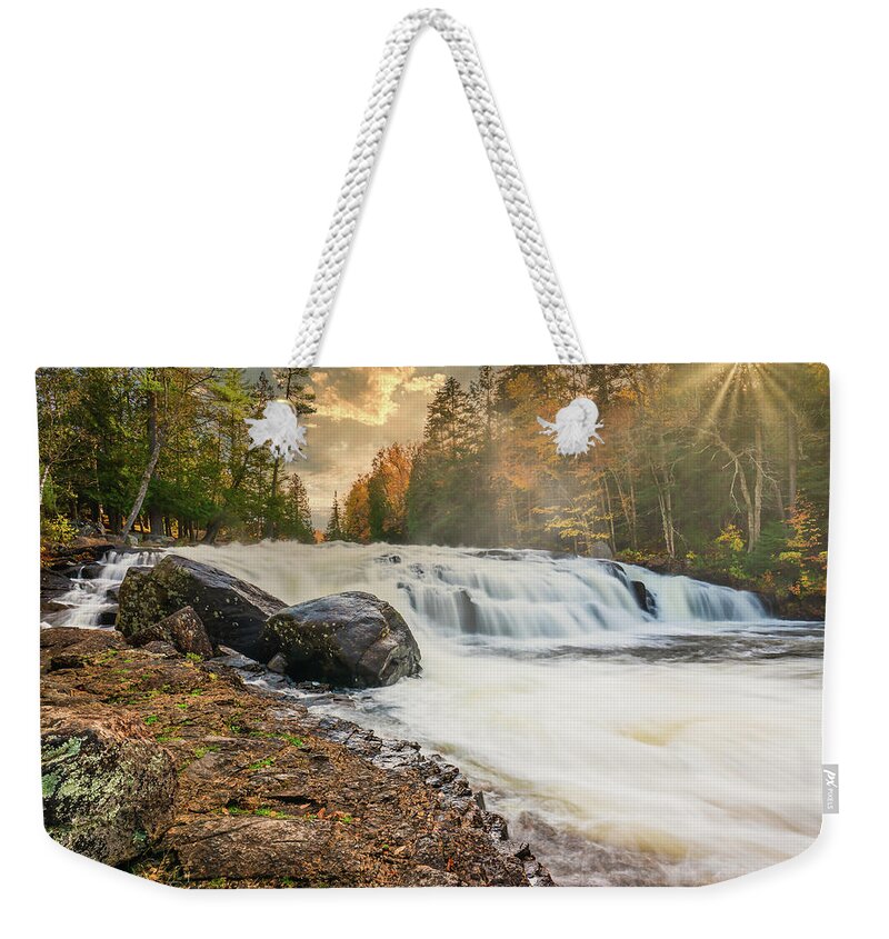 Fall Weekender Tote Bag featuring the photograph Adirondacks Autumn at Buttermilk Falls 5 by Ron Long Ltd Photography