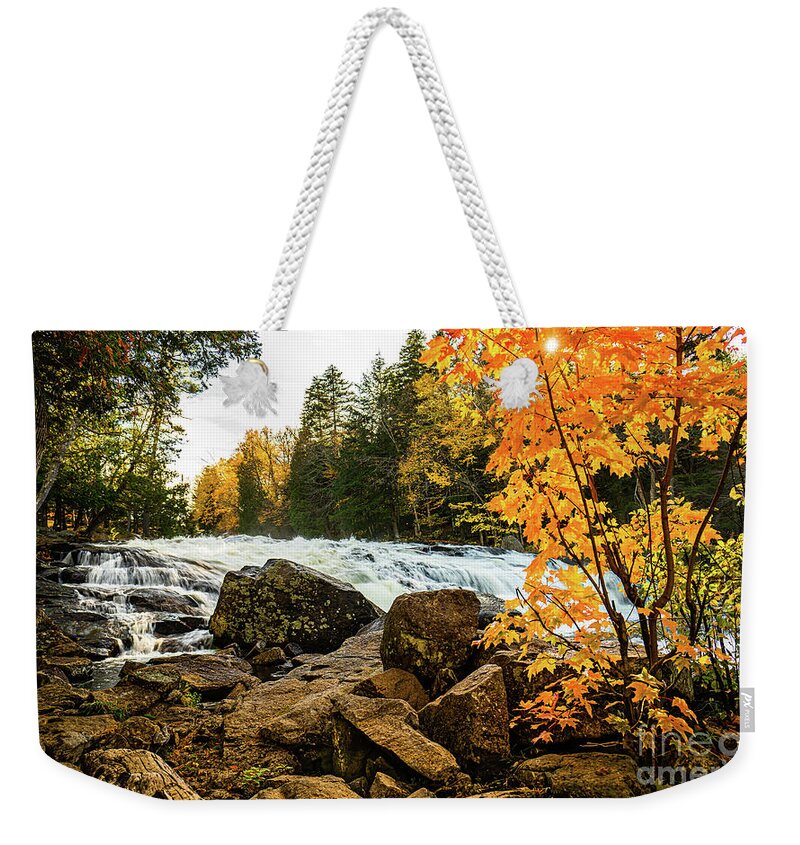 Fall Weekender Tote Bag featuring the photograph Adirondacks Autumn at Buttermilk Falls by Ron Long Ltd Photography