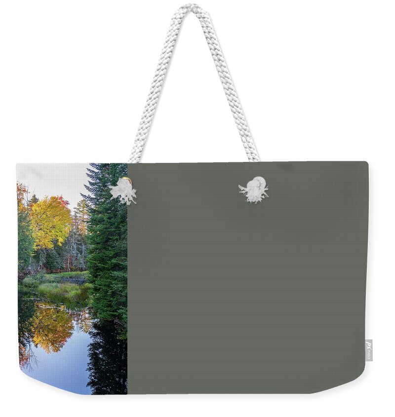 Fall Weekender Tote Bag featuring the photograph Adirondacks Autumn at Lewey Lake 2 by Ron Long Ltd Photography