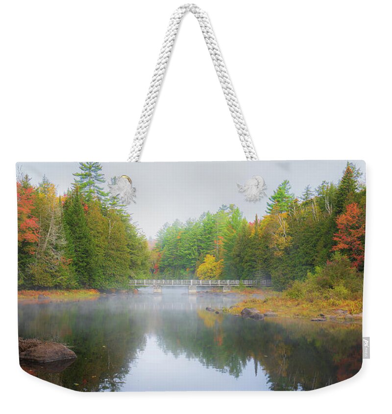 Fall Weekender Tote Bag featuring the photograph Adirondacks Autumn at Rich Lake 9 by Ron Long Ltd Photography
