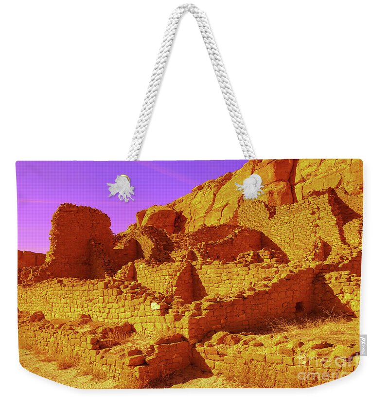 Adobe Weekender Tote Bag featuring the photograph Adobe walls in Chaco Canyon by Jeff Swan