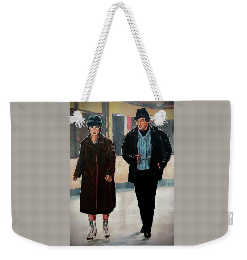 Rocky Weekender Tote Bag featuring the painting Adrian and Rocky by Joel Tesch