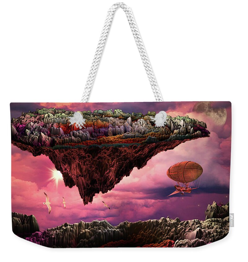 Art Weekender Tote Bag featuring the digital art Adventure to Floating Isle by Artful Oasis