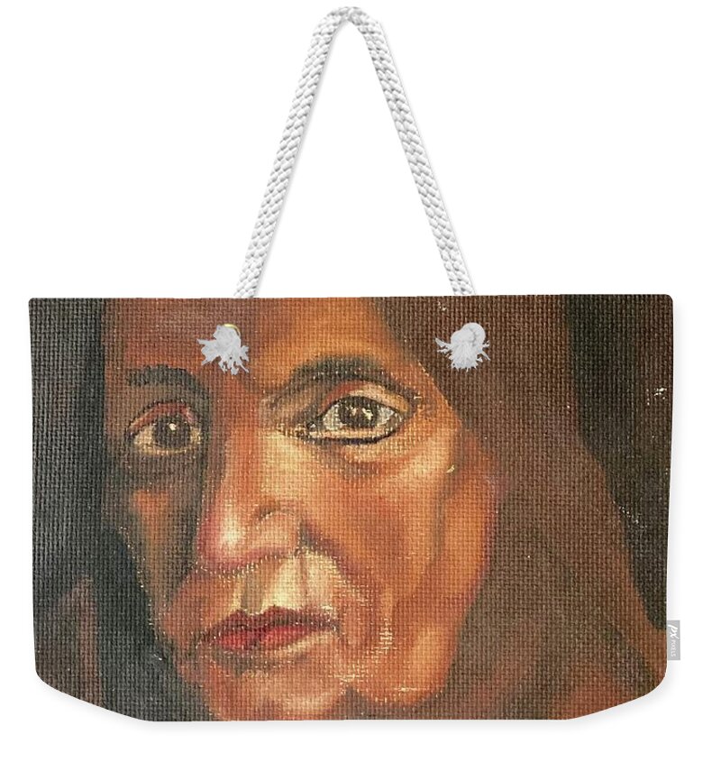 Portrait Weekender Tote Bag featuring the painting aElderly Lebanese Woman by David Euler