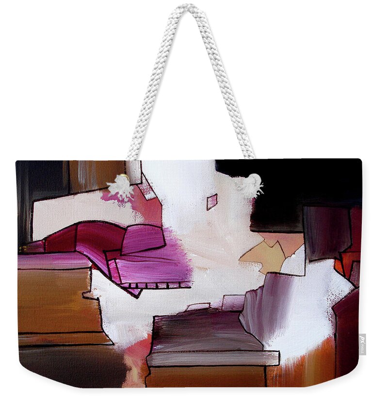 Abstract Weekender Tote Bag featuring the painting Aerial Boundries by Jim Stallings