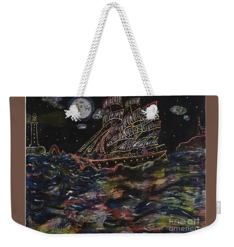 Ship Weekender Tote Bag featuring the painting Affair of the seas by David Westwood
