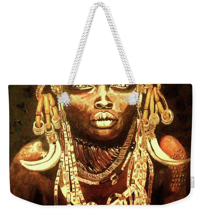 Africa Weekender Tote Bag featuring the painting African Beauty by Kowie Theron