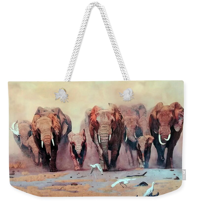 Africa Weekender Tote Bag featuring the painting African Family Avante by Ronnie Moyo