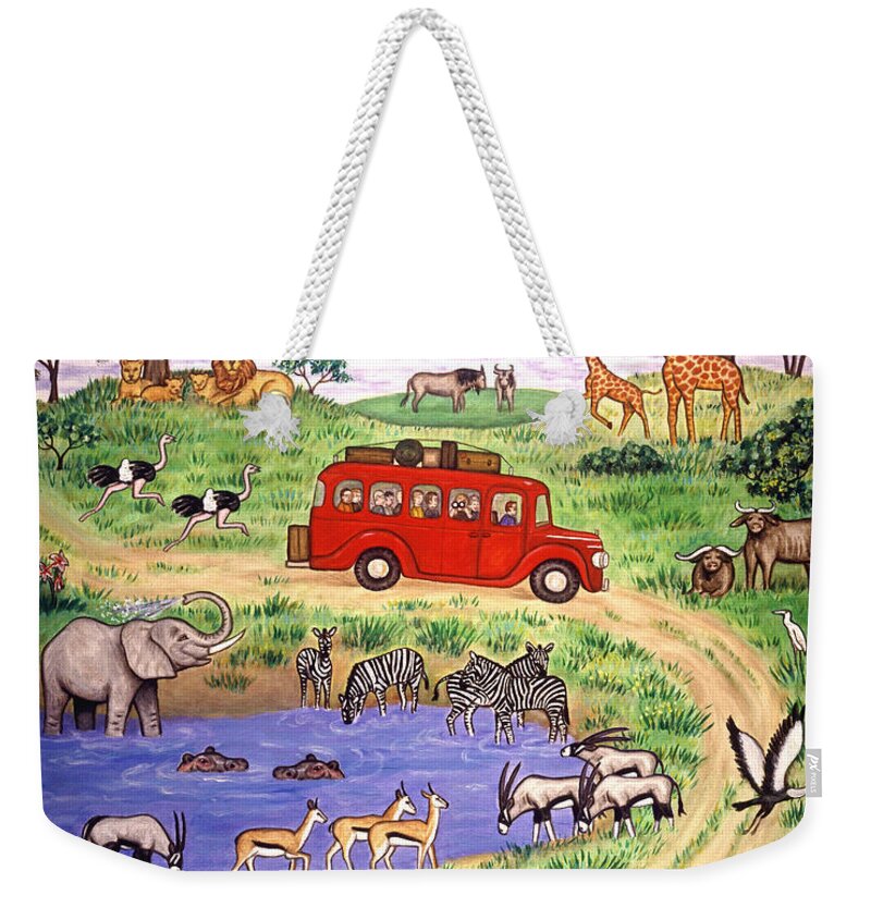 Landscape Weekender Tote Bag featuring the painting African Safari Two by Linda Mears