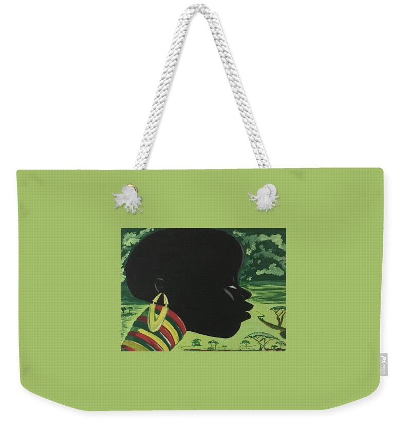  Weekender Tote Bag featuring the painting Afrocentric Vision Boy by Charles Young