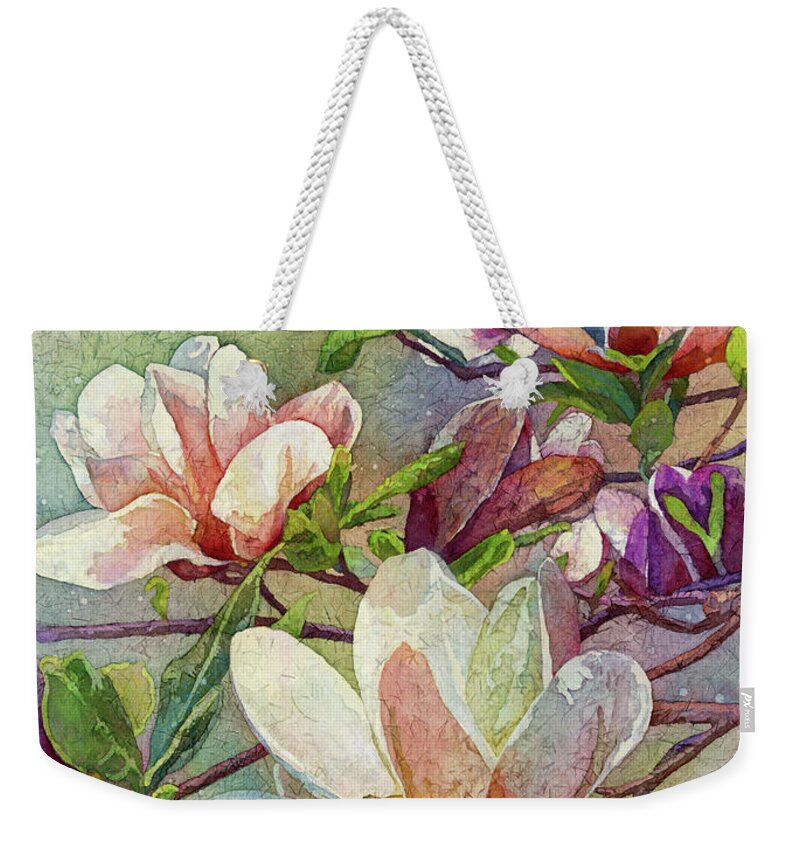 Magnolia Weekender Tote Bag featuring the painting After a Fresh Rain by Hailey E Herrera