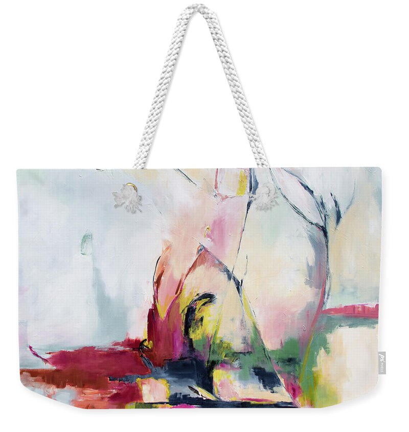 Pink Weekender Tote Bag featuring the painting Prayer by Katrina Nixon