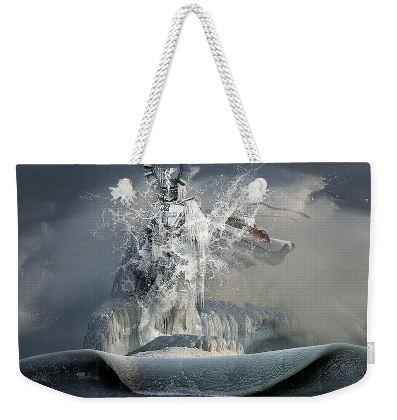 Surreal Weekender Tote Bag featuring the digital art Against All Odds or Crusader Battle on the Ice by George Grie