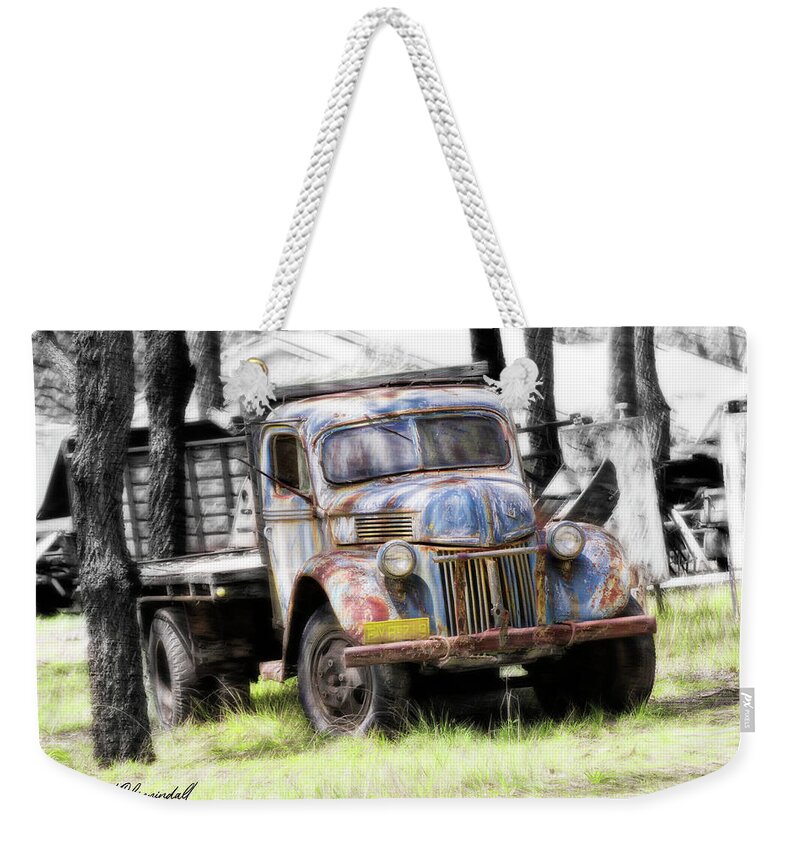 Vintage Truck Photo Prints Weekender Tote Bag featuring the digital art Aged 01 by Kevin Chippindall