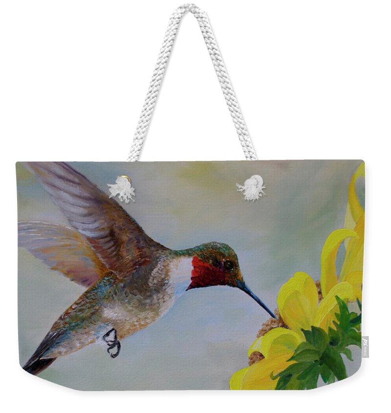 Bird Weekender Tote Bag featuring the painting Ahh...Liquid Sunshine by Lance Crumley