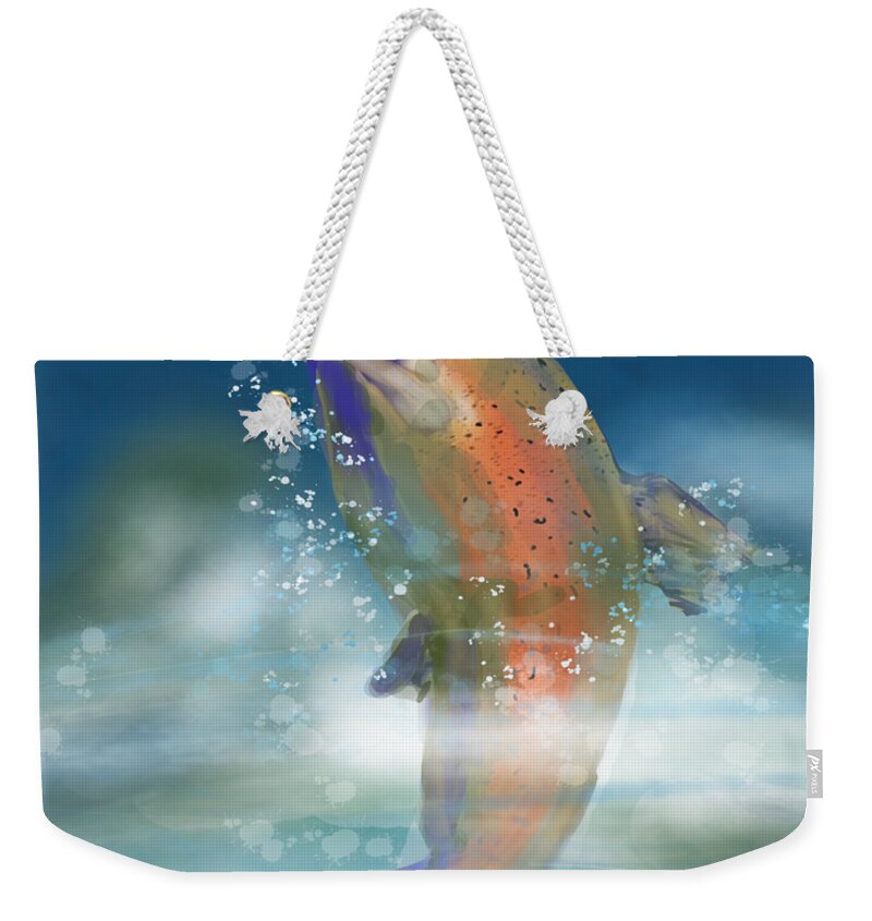 Fly Fishing Weekender Tote Bag featuring the digital art Airborne by Doug Gist