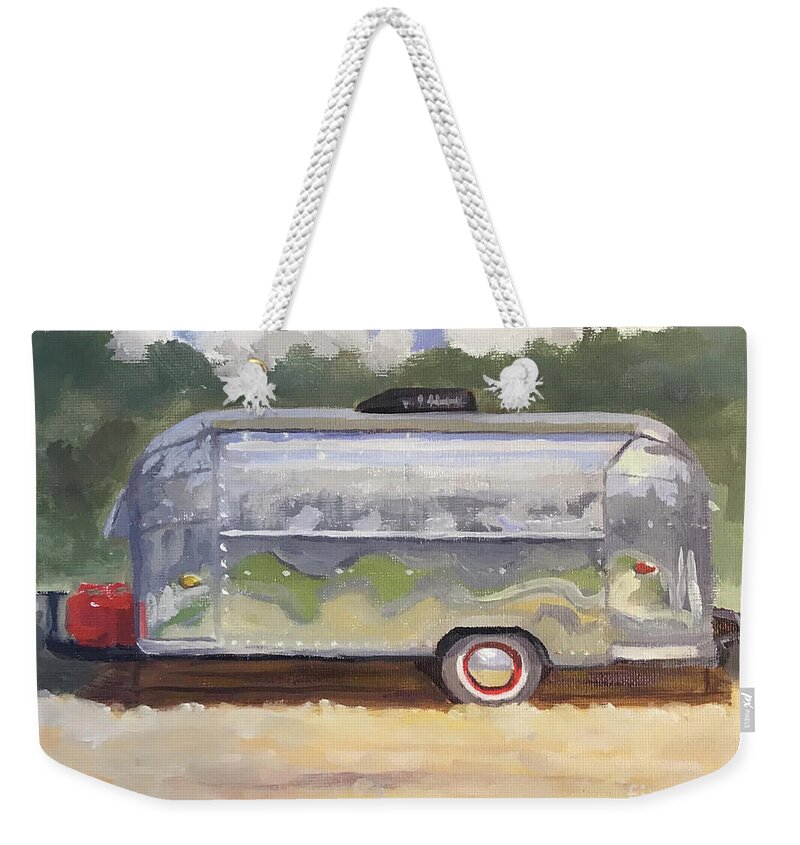 Airstream Weekender Tote Bag featuring the painting Airstream by Anne Marie Brown