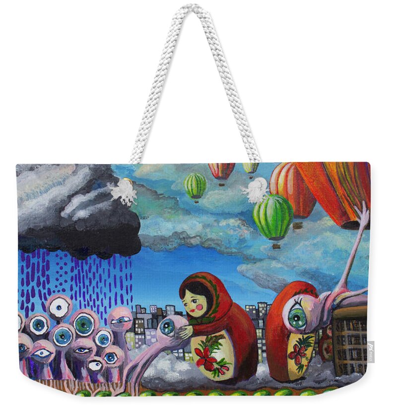 Wake Weekender Tote Bag featuring the painting Alarm Clock by Mindy Huntress