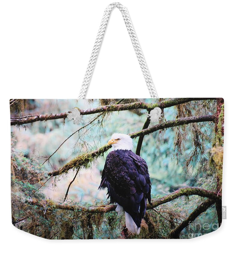 Alaska Weekender Tote Bag featuring the digital art Alaska Bald Eagle by Doug Gist