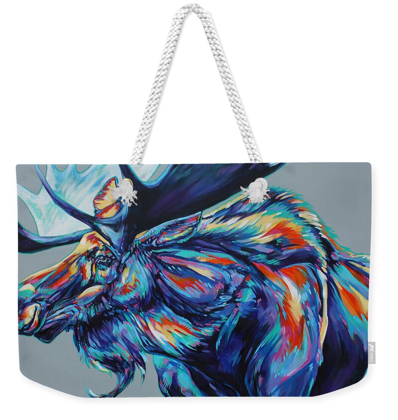Moose Weekender Tote Bag featuring the painting Alaskan Moose by Derrick Higgins