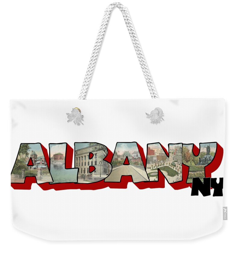 Albany Weekender Tote Bag featuring the digital art Albany New York Big Letter by Colleen Cornelius
