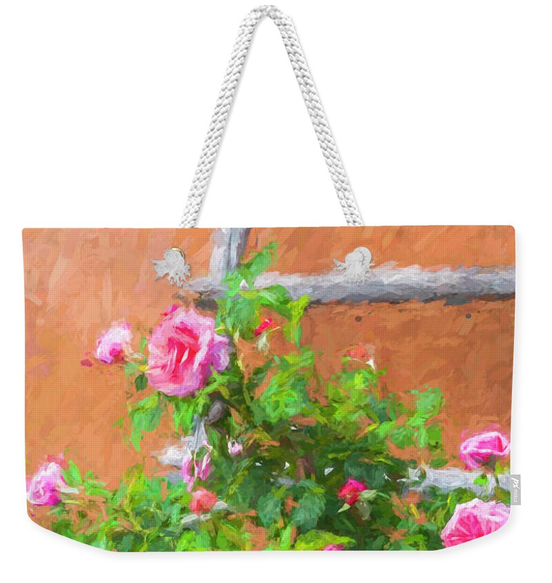 Rose Weekender Tote Bag featuring the photograph Albuquerque Rose Ladder by Ginger Stein