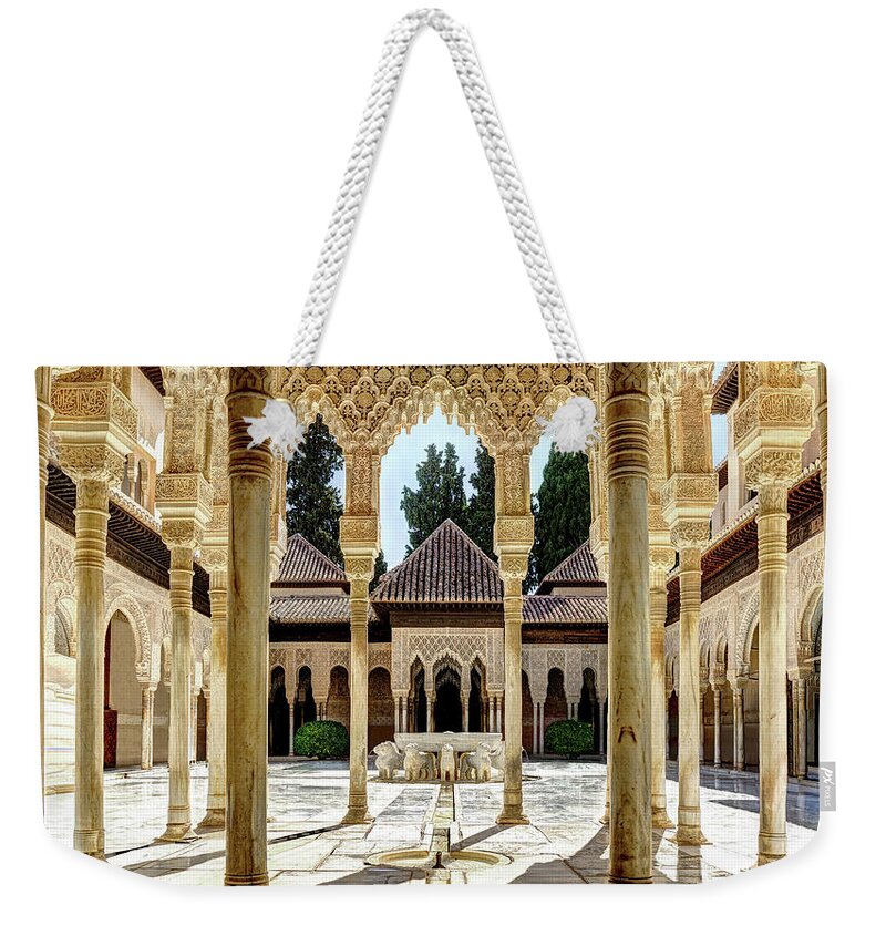 Alhambra Weekender Tote Bag featuring the photograph Alhambra Court of the Lions 06 by Weston Westmoreland